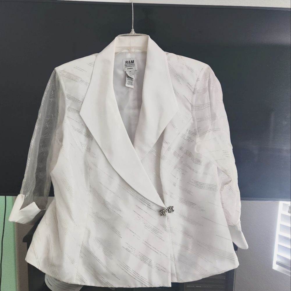R&M Richards Ivory Blazer with Metallic Details